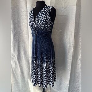 Perceptions Navy and White Polka Dot Midi Dress